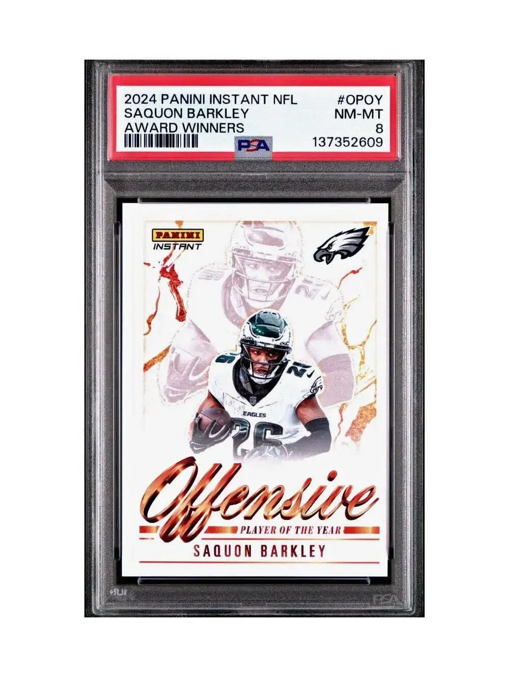 Saquon Barkley 2024 Panini NFL Offensive Player of the Year Eagles PSA 8 NM-MT